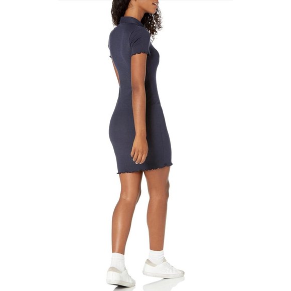 Wild Meadow Women's Short Sleeve Ribbed Knit Polo Dress (medium) - Picture 2 of 4